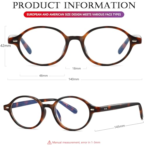 Image of AIEYEZO Retro Round Blue Light Glasses for Men Women Fashion 90s Vintage Trendy Oval Round Frame Nerd Glasses