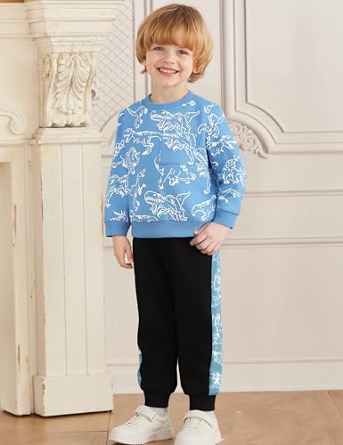 Image of Toddler Boys Dinosaur Sweatshirt and Jogger Pants Outfit Set, Ages 2-10