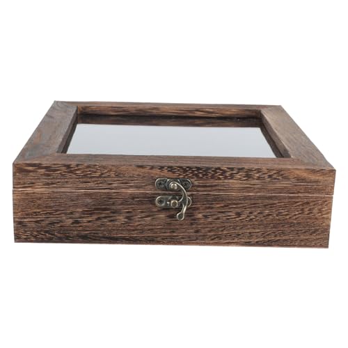 HOLIDYOYO 1Pc Multi Purpose Specimen Display Box with Transparent Window Vintage Style Storage Container for Jewelry Coins and Crafts Lightweight and Easy to Carry