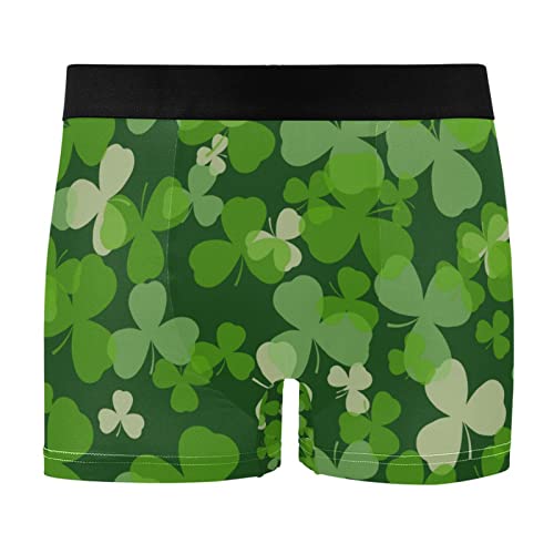 susiyo Green and White Clover Leaves Boxer Briefs for Men Underwear Multisize2