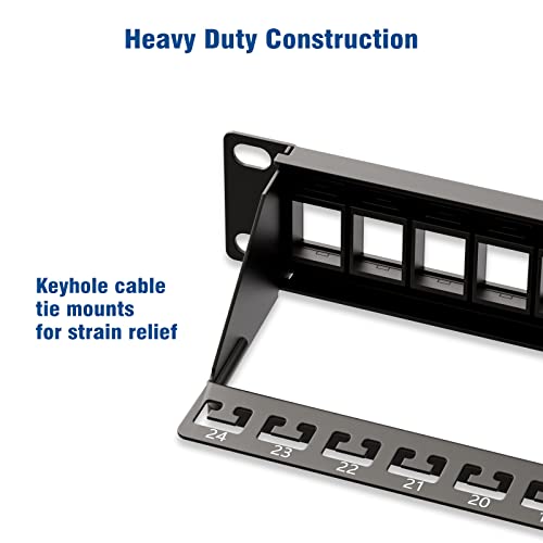 image for Iwillink Blank 24-Port Keystone Patch Panel, 1U 19'' Rackmount/Wallmou