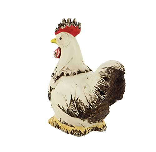 Deco 79 Polystone Rooster Garden Sculpture, 11" X 5" X 12", White #TOP6