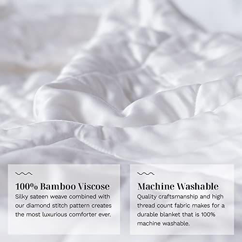 Image of LUXOME Lightweight Blanket | 100% Rayon (Viscose) from Bamboo Fabric & Fill | King /Cal King - 98 inchx92 inch | Thermal-Regulating | White