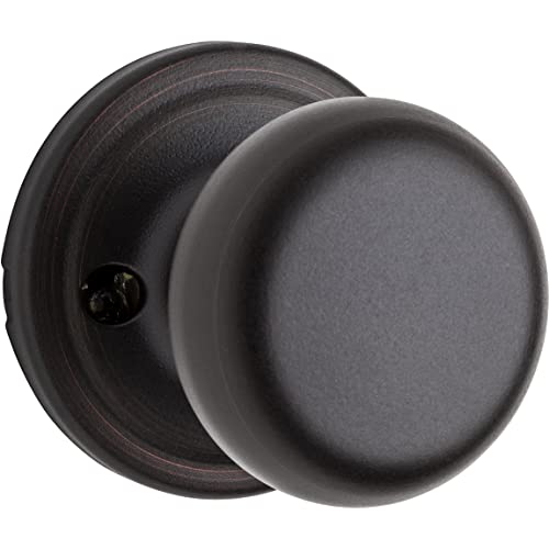 Image of Kwikset Hancock Dummy Door Knob, Single Sided Handle for Closets, French Double Doors, and Pantry, Venetian Bronze Non-Turning Interior Push /Pull Door Knob, with Microban Protection