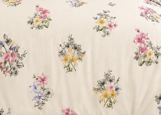 Image of DECOR2ADMIRE 300TC Premium Glace Cotton Printed Super King Size Double Bedsheet with Two Pillow Covers, 108 * 108 Inches or 9ft by 9ft or 275 cm x 275 cm (Peach Blooms)