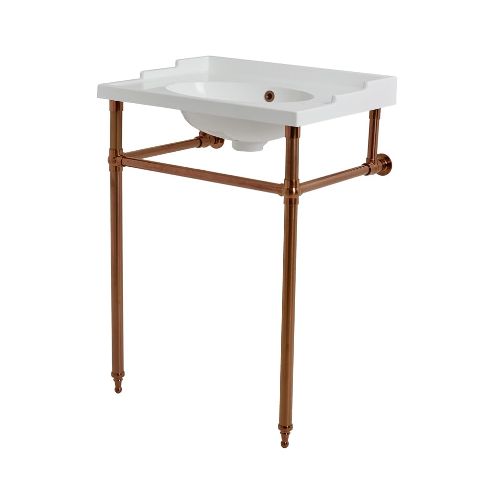 Milano Brushed Copper Elizabeth 630Mm X 470Mm Bathroom Basin Sink - Copper Washstand