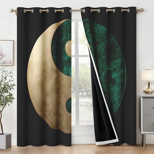 Rideau occultant thermique marbre vert isolant phonique à œillets - 3
