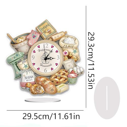 DIY 5D Diamond Art Table Clock - Special Shaped Crystal Rhinestone Bread Food Design Desktop Clock Kit for Home Office Decor, Handmade Arts and Crafts Gift for Adults Beginner by Generic - Image 7