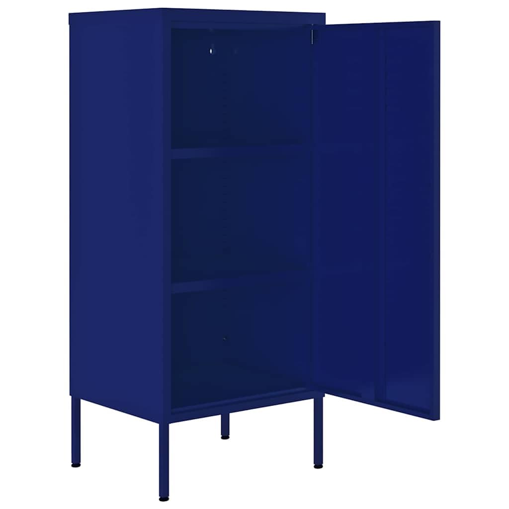 Granatowa szafka magazynowa ze stali, 42,5 x 35 x 101,5 cm, z 2 półkami o regulowanej wysokości, stabilna przestrzeń do przechowywania do biura, salonu, korytarza, piwnicy lub kuchni