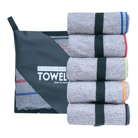 MemoryHanky Microfiber Towels Quick Dry Gym Fast Drying Towels for Beach Camping Yoga Travel Sports Towels 5 Pack Cover