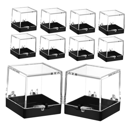 OKUMEYR 10pcs Mini Display Box for Loose Gemstones Crystal Specimen Storage Case Square Plastic Jewelry Display Box for Collection Portable Sturdy