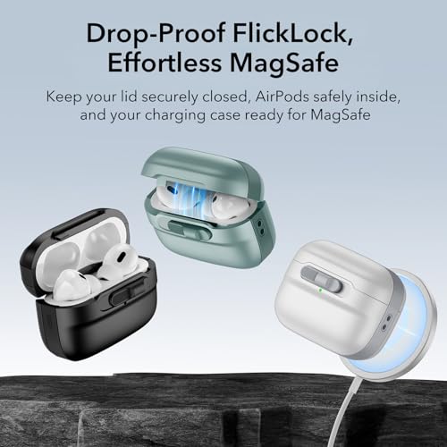 Image of ESR for AirPods Pro 2 Case (2023 /2022 /2019, 2nd /1st Gen), Compatible with Airpods Pro 2 (USB-C /Lightning Cable), MagSafe Ready, Magnetic Lid Lock, Full Drop Protection Cover with Lanyard, Pink