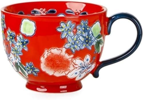 xinchuang 500ml マグカップ 陶器 大きい 可愛い コーヒーカップ 和風 焼き物 陶芸 和食器 モダン マグ コーヒー マグ デザイン ギフト セラミックスープカップ 赤
