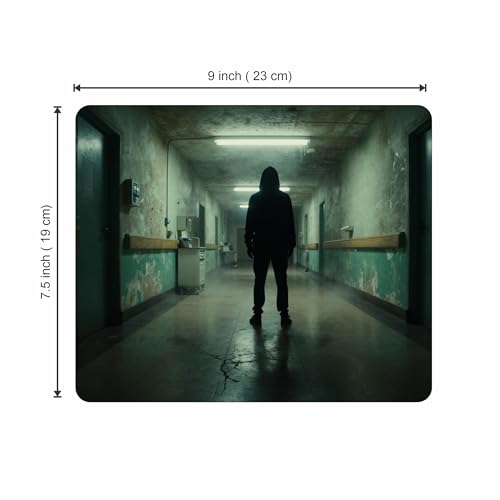 Image of My Print Shop Horror Theme Mouse Pad 9 x 7.5 Inch (23 x 19 cm) | Dark Haunted Corridor Design | Non-Slip Rubber Base | Smooth Surface | 3mm Thick Mouse Pad for Office, Gaming & Desk Setup