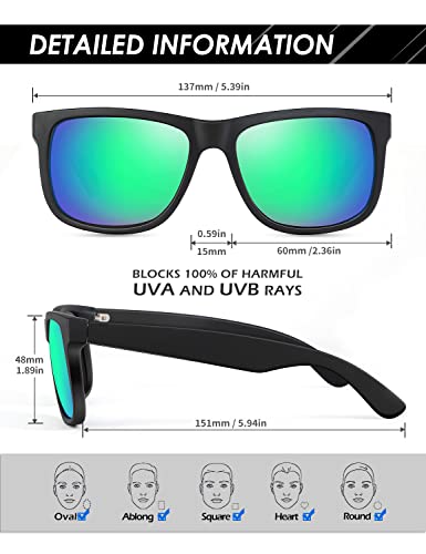 Anyluv Mens Sunglasses Polarized, Vintage Sunglasses For Men Women Uv Protection For Outdoor Fishing Driving (Grey/Green/Orange) #TOP3