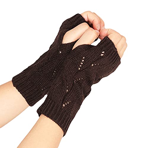 Convertible Warm Gloves Mittens Fingerless Winter Mitten Glove Wool Knitted Gloves Gloves Mittens (Coffee, One Size)