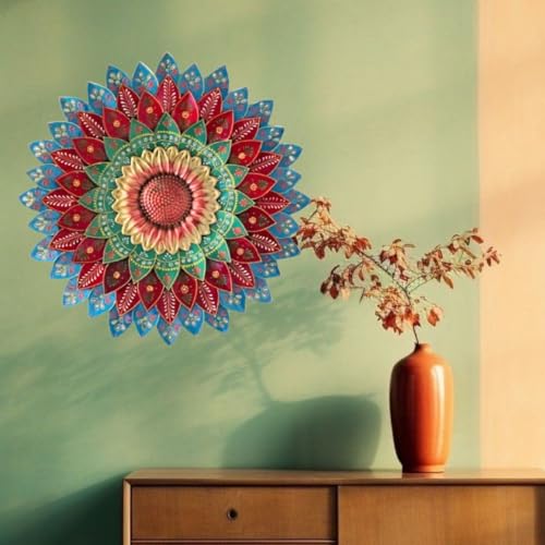 Image of SETHI AESTHETIC Metal Designer Flower Wall Decor, Flower Wall Art, Decor item,- Size 21 X 21 inch (Metallic Designer Blue)