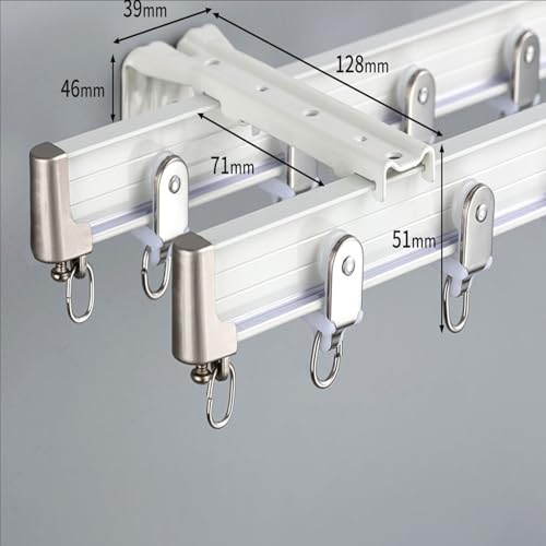 Tringle Rideau Double Aluminium Anodisé Design Moderne Fixation Plafond 2,8 m - 6