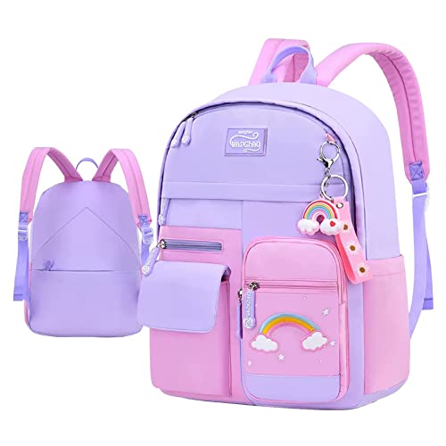 Sac à dos pour filles violet anti-encombrement avec poches de côté