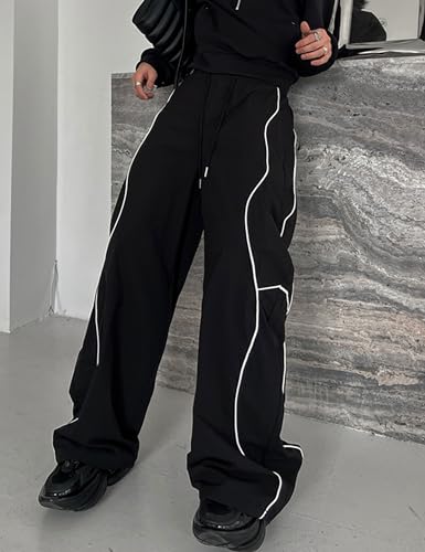 FCOOLYEET Baggy Pants Y2k Men Goth Hip Hop Pants Aesthetic Track Pants Harajuku Parachute Pants for Men3