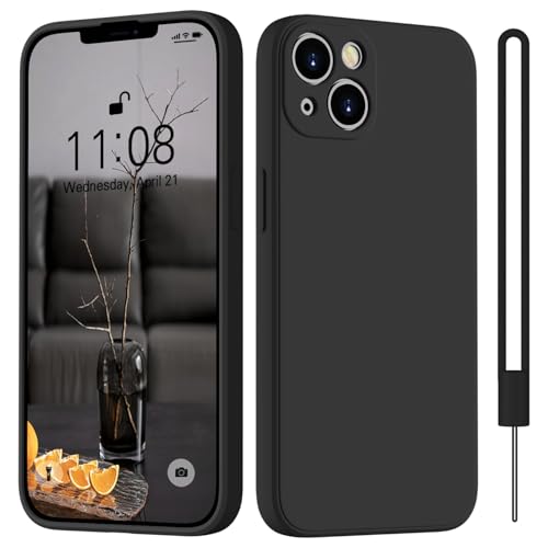 Coque silicone iPhone 13 anti-rayures noire dotée d'une texture haute adhérence