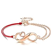 J.Endéar Infinity Armband Damen Herz Unendlichkeit Liebe Silber 925 filigrane Kordel Doppelkette ...
