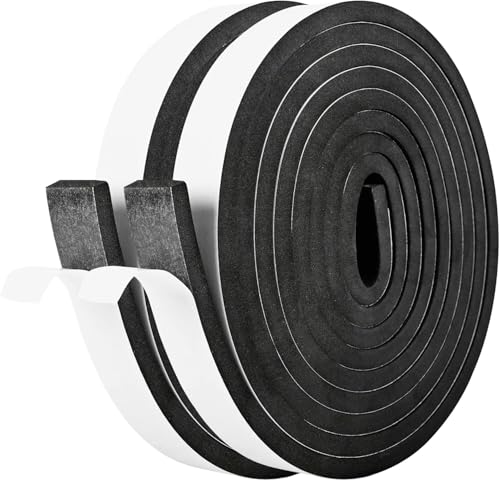 Image of Kikerike Self Adhesive Foam Tape Weatherstrip 1In x 3 /8In x 20Ft High Density Foam Insulation Strips Seal Weather Stripping with Strong Adhesive for Door and Window Sound Isolation Soundproofing