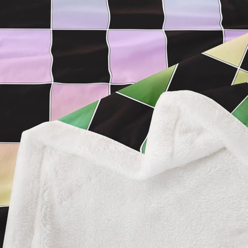 Image of Erosebridal Initial Letter B Fuzzy Plush Throw Pink and White Checkered Fleece Blanket Cute Monogram Plaid Sherpa Blanket for Kids Girls Women,Kawaii Gingham Grids Decor for Bed Couch Queen 90 inchx90 inch
