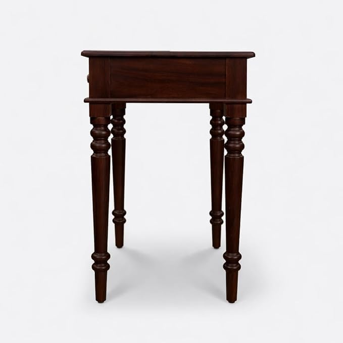 Image of Solid Sheesham Wood Two Drawer Study Table with Chair | Students Reading & Writing Table | Laptop & Work from Home Table (Dark Walnut)