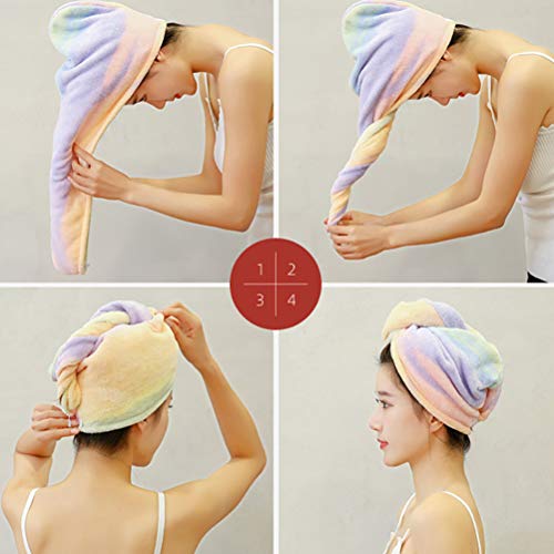 Toalha de secagem de cabelo de microfibra, super absorvente instantâneo envoltório seco com botão an