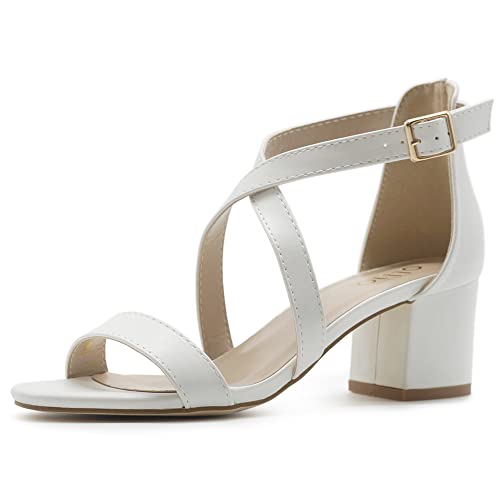 Ollio Women's High Heeled Cross Strap Ankle Pumps
