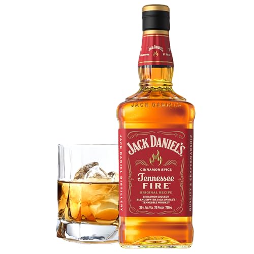 Jack Daniel's Bourbon Fire Liqueur Spiritueux à Base de Whisky, 35% vol 70 cl - Liqueur de Whisky à la Cannelle épicée, Parfaite pour Cocktail ou Dégustation Pure