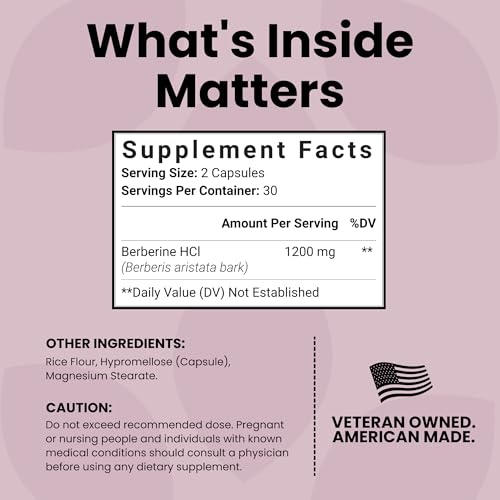 Image of Luma Nutrition Berberine Supplement - Berberine HCL 1200mg Per Serving - Vegan, Gluten Free, Non-GMO - 60 Capsules