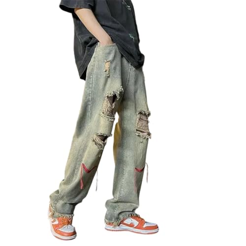 Men Wide Leg Denim Pants Korean Style Trousers Soft Jeans