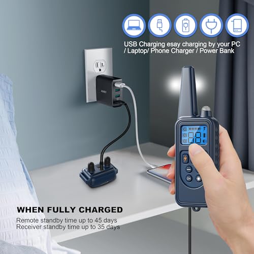 Shock Collar with Remote, Dog Training Collar, 4 Training Modes with Beep, Vibration, Safe Shock, Led Light, 2600 ft Wireless Range, Rechargeable for 3 Dogs, Small Medium Large 5-120Lbs - Image 5