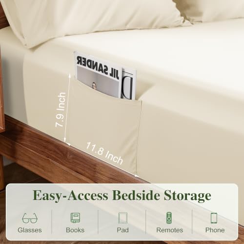 Image of 100% Organically Grown Bamboo Viscose King Sheet Set with Pockets on Side