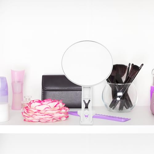 Espejo portátil doble cara plegable para maquillaje miniatura 5