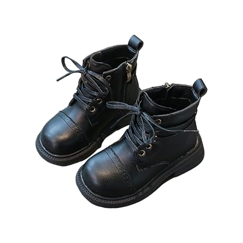 IWIHMIV Girls Ankle Boots Kids Non Slip Lace up Fashion Leather Booties with Zipper Toddler Girls Riding Boots2