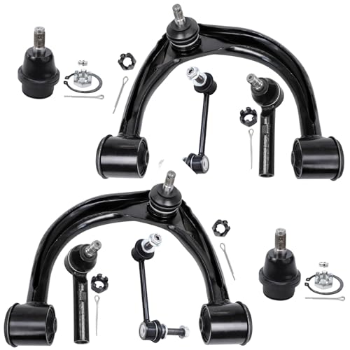 Image of Detroit Axle - Front Control Arms Kit for 2003-2009 Toyota 4Runner FJ Cruiser Lexus GX470, 2 Upper Control Arms 2 Lower Ball Joints 2 Outer Tie Rods 2 Sway Bars 2004 2005 2006 2007 2008 Replacement