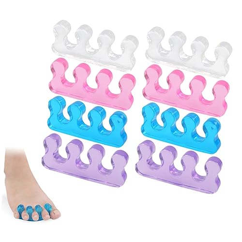 WRITWAA 8Pcs Washable Toe Separators for Nail Art Manicure Portable Toe Dividers Transparent Durable Easy to Clean Foot Care Tools for Home Salon Use