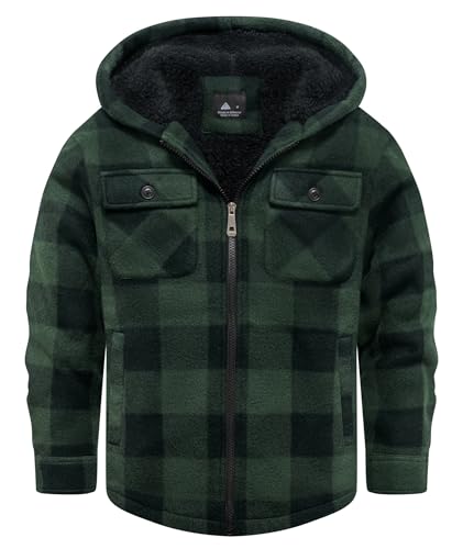 V VALANCH Boys Flannel Jacket Hooded Fleece Lined Zip-up Hoodies Plaid Coat for Kids2