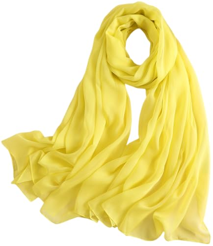 MEDUOLA Bufandas y chales para mujer Bufanda de gasa Bufanda transparente suave y ligera Color sólido 185x110cm (Amaeillo)