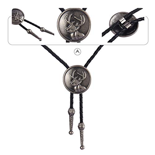 Image of GelConnie Native American Bolo Tie Rodeo Cowboy Leather Necktie Western Necklace Costume Accessories for Men,Women