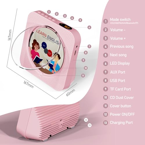 Envycloud NC-718 Cd Player Portable With Bluetooth 5.1Desktop Cd Player thumb #6