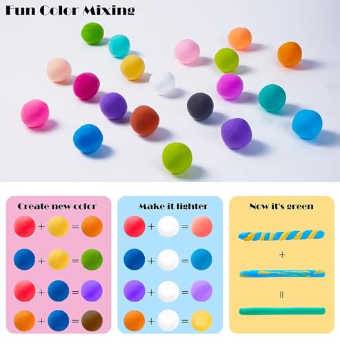Image of VGRASSP 24 Pcs Air Dry Clay for Kids with 6 Sculpting Tools - Creative Art & Crafts Play Dough Birthday Return Gift for Boys and Girls (12 Colors X 2)