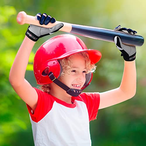 Spomat Youth Baseball Batting Gloves For Kids Boys Girls Ages 5-12, Vibrant Blue Xs/S #TOP5
