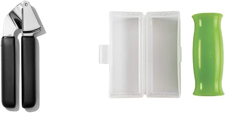 NEW OXO Good Grips Garlic Press OXO Good Grips Silicone Garlic Peeler with Stay-Clean Storage Case,Clear,1EA