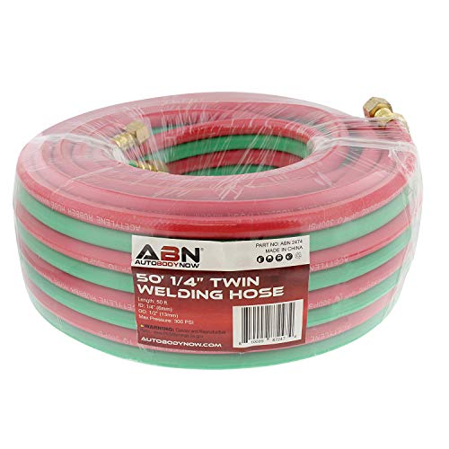 Abn Oxygen Acetylene Hose 1/4 Inch B Fittings Twin Welding Hose Oxy Acetylene Torch Hose Cutting Torch Hoses, 50 Foot #TOP6