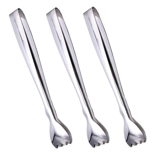 SOLUSTRE 3Pcs Stainless Steel Ice Serving Tongs Compact Food Tongs for Sugar Cubes Fruits Ice Cubes for Buffets Bbqs and Tasks Safe Grip Design