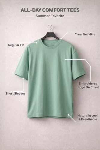 Image of Van Heusen Men's Crew Neck T-Shirt - Soft & Breathable Cotton | Regular Fit | Comfortable Everyday Casual Wear | Short Sleeves | Summer Favorite |Solid Colors | Style 60052|Available in Pack of 1 & 2